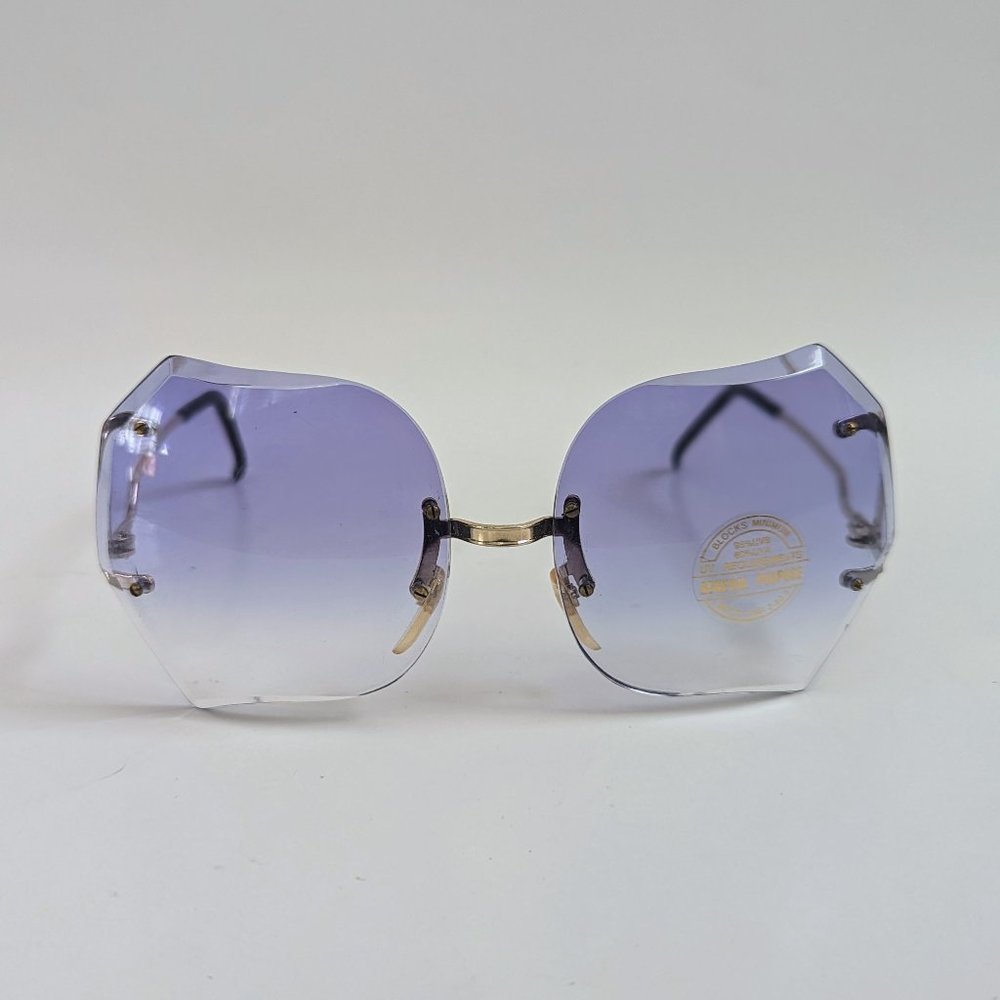 NWT Vintage 90's Lady Diamond Cut Fashion Sunglasses (Gold/Blue)